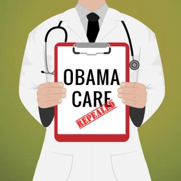 Obamacare Repeal Or Replace American Healthcare Reform - 2d Illustration イラスト素材