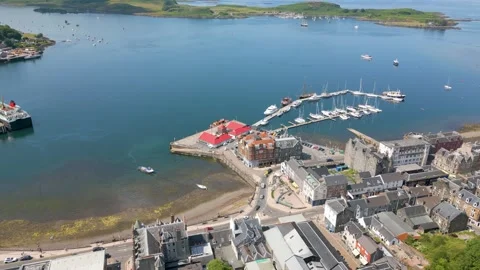 Oban in Scotland by drone Stock Footage 247434676