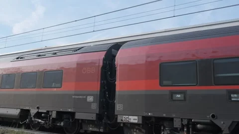 OBB train passing through a station, Padua, Italy Stock Footage 344190190