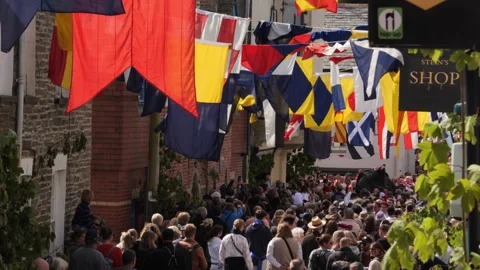 Obby oss day in Padstow Stock Footage 242922896
