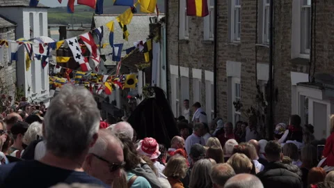 Obby oss day in Padstow Stock Footage 243185728