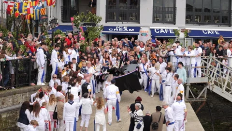 Obby oss day in Padstow slow motion Stock Footage 242850620