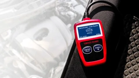 OBD or OBD2 scanner , The car ECU or electronic control unit scanned Foto stock