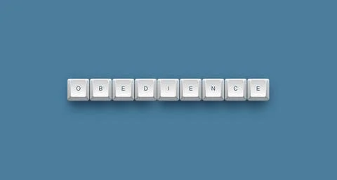 Obedience text on a 3d keyboard button with shadow concept series 库存插图