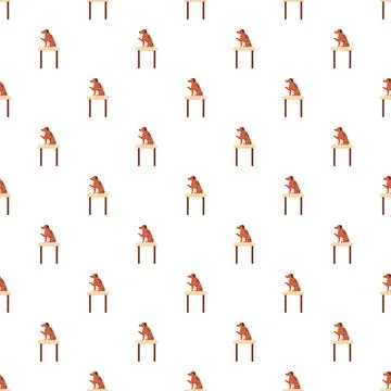 Obedient dog training pattern on white background Stock Illustration
