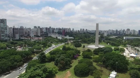 The Obelisk and the Ibirapuera Park in Sao Paulo, Brazil Stock Footage 59574973