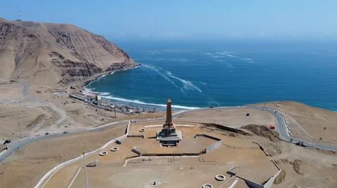 Obelisk by the beach Lima Peru Morro Solar Stock Illustration