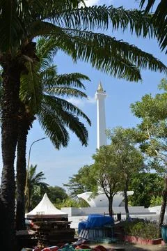 Obelisk close up with event structures Madiun Indonesia June 15 2025 editor.. Photos