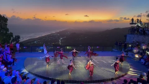 Obelix Hills over sunset view Video stock 296584124
