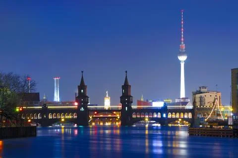 Oberbaum bridge and tv tower Stock Photos
