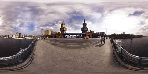Oberbaum Bridge Berlin, Germany 360 degree Video Video stock 88952279