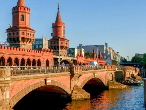 The Oberbaum Bridge over the River Spree Stock Photos