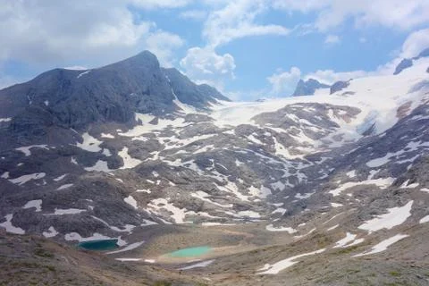 Oberer Eissee under the Dachstein glacier near to Simonyhtte in Austrian Alps Stock Photos