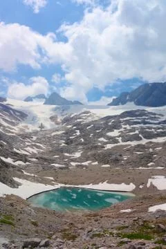 Oberer Eissee under the Dachstein glacier near to Simonyhtte in Austrian Alps Stock Photos