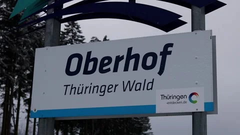 Oberhof, thuringia, germany - 03 01 2026: a sign of oberhof thuringia in wint Stock Footage 325745535