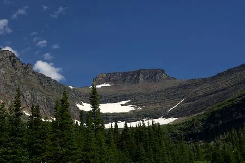 Oberlin Mountain flat top cliff summit at Logan Pass Stock Photos