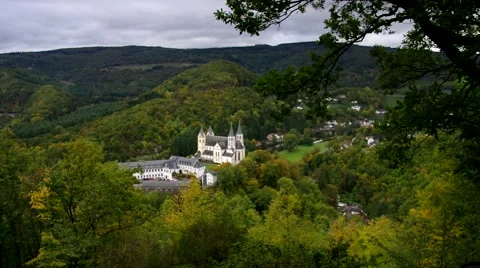 Obernhof Abbey Arnstein in fall Stock Footage 60448744