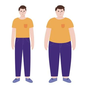 Obese and normal man Stock Illustration