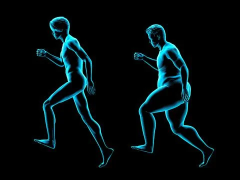 Obese and thin men running, X-ray image Stockillustratie