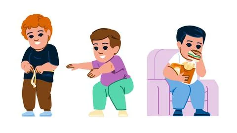 Obese overweight kid boy vector Stock Illustration