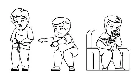 Obese overweight kid boy vector Stock Illustration
