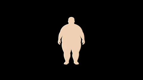 Obese person materializing and dematerializing on black background Stock Footage 321728265