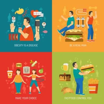 Obesity Concept Flat Stock Illustration