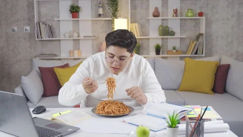 Obesity diet program. Boy eating apple. Stock Footage 218972485