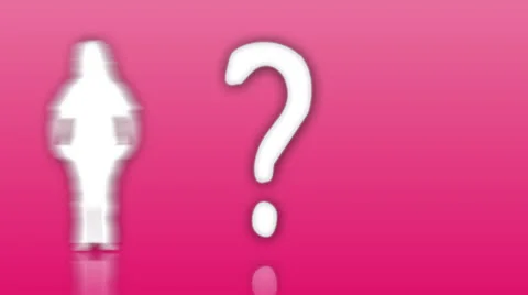 Obesity Evolution with question mark on pink. Alpha matte Stock Footage 25797871