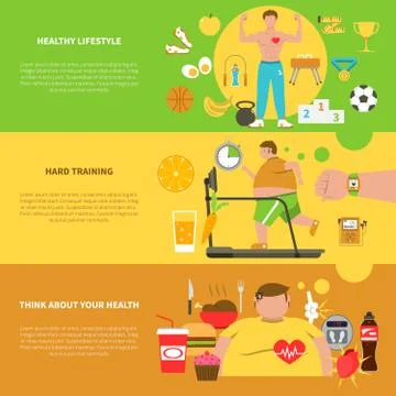 Obesity Horizontal Banners Stock Illustration