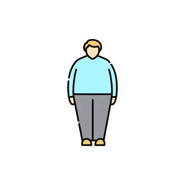 Obesity olor line icon. Computer-induced medical problem. Pictogram for web p 스톡 일러스트