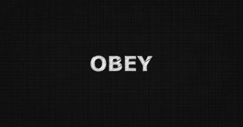 OBEY text on board Illustrazione stock