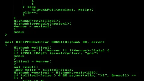 An obfuscated source code text (computer program instructions), scrolling Stock Footage 247875154