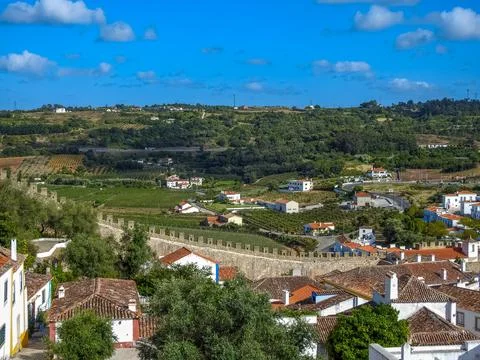 Obidos:   view of the town Stock Photos