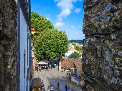 Obidos:  view of the town Stock Photos