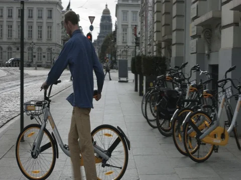 OBike in Brussels Belgium Stock Footage 80620680