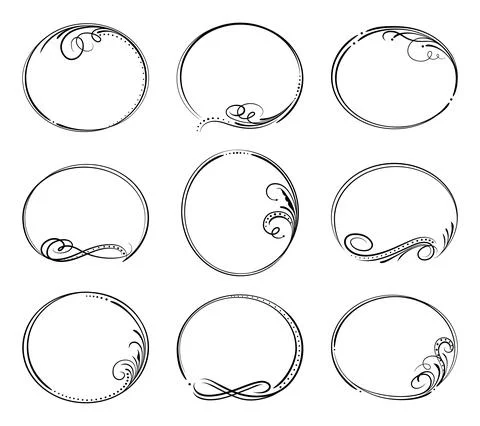 Obituary mourning borders wedding frame circles Stock Illustration