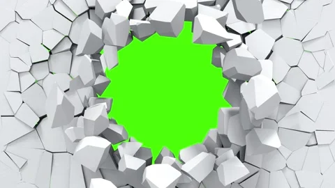 Object breaking through a wall of rocks Stock Footage 341745319
