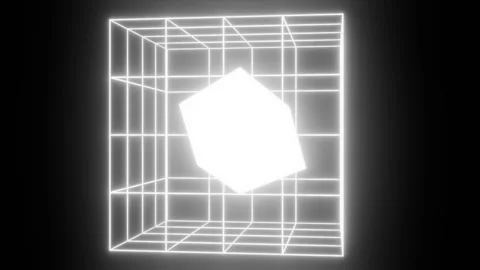 Object in Cage 4K VJ Loop - Futuristic Music Background Animation White Stock Footage 296958819