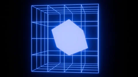 Object in Cage 4K VJ Loop - Futuristic Music Background Animation Blue Stock Footage 296958857