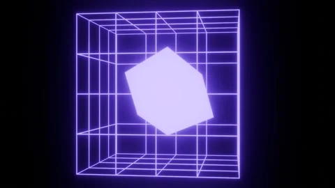 Object in Cage 4K VJ Loop - Futuristic Music Background Animation Purple Stock Footage 296958914