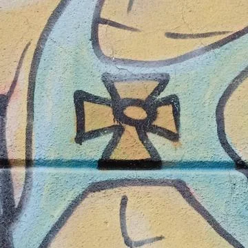  object in a cross shape or form, pattern and texture on a surface object ... Foto stock