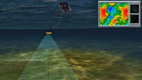 Object detection by sonar Stock Footage 330894516