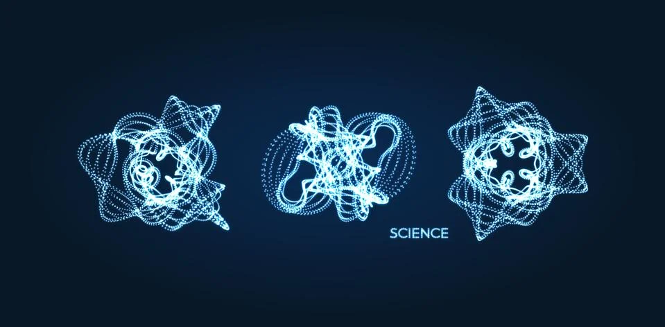 Object with dots. Molecular grid. 3d technology style with particle. Vector. Stock Illustration