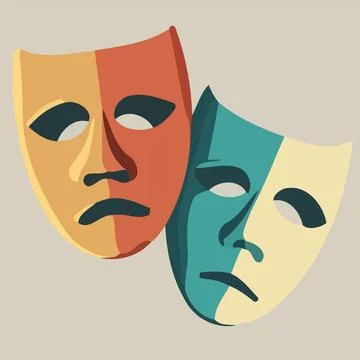 Object dramatic theater masks Stock Illustration