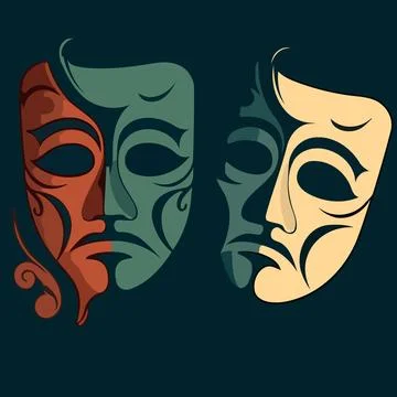 Object dramatic theater masks Stock Illustration