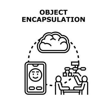 Object encapsulation concept programming code developing Illustration