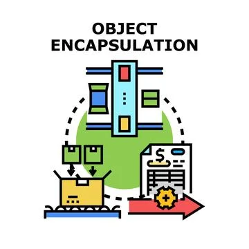 Object encapsulation programming data processing concept イラスト素材