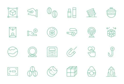 Object Essential Vector Set including 24 Display Perfect Thin Line 64x64 Icon Illustrazione stock