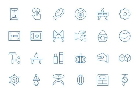 Object featuring 24 128x128 Vector Icons in Thin Line Design Illustrazione stock